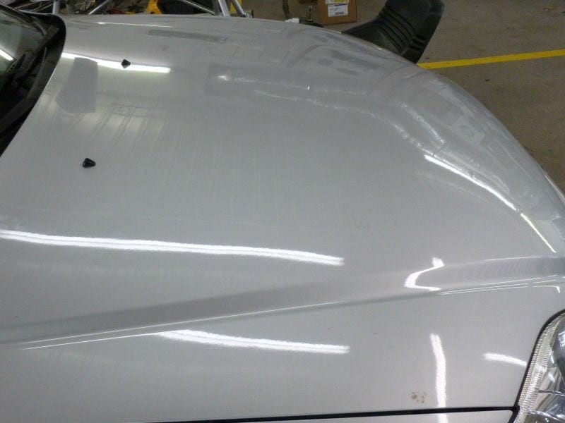 After fixing dents in hood